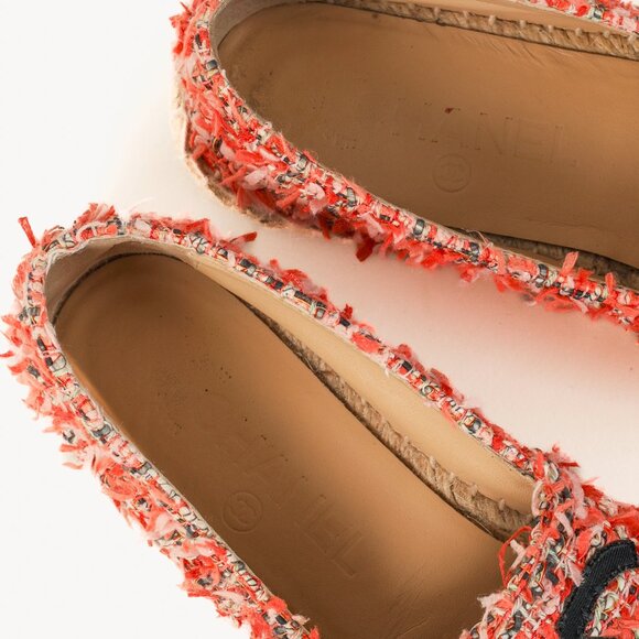 Chanel 21C Coral Tweed Grosgrain CC-Logo Espadrilles - Picture 10 of 13